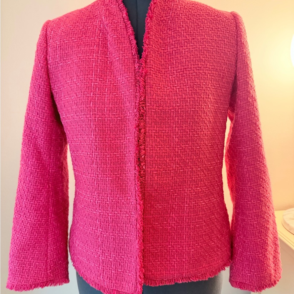 Ann Taylor Hot Pink Bouclé Open-Front Blazer